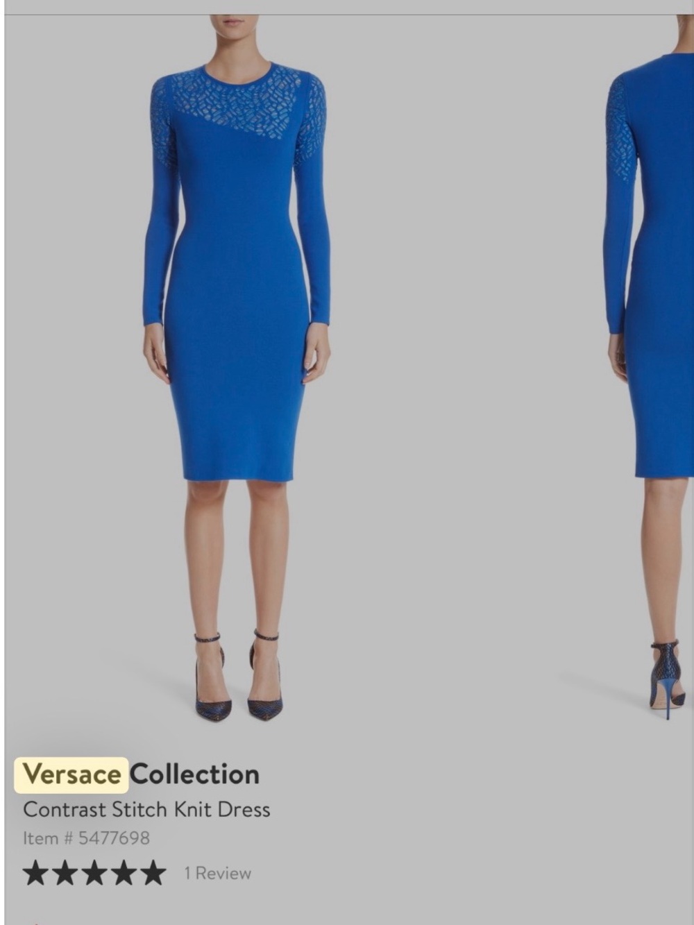 Versace Collection Contrast Stitch Knit Dress – Royal Blue | Size 44 (US 8)
